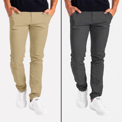 Men’s Premium Gabardine Pants Combo - (Beige & Dark Grey)