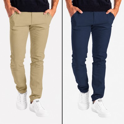 Men’s Premium Gabardine Pants Combo - (Beige & Navy)