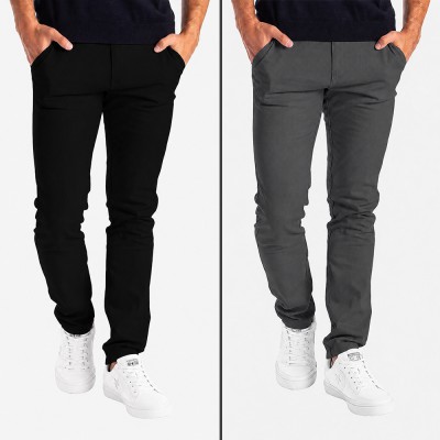 Men’s Premium Gabardine Pants Combo - (Black & Dark Grey)