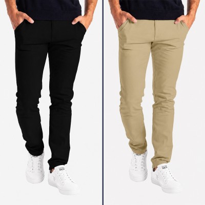 Men’s Premium Gabardine Pants Combo - (Black & Beige)